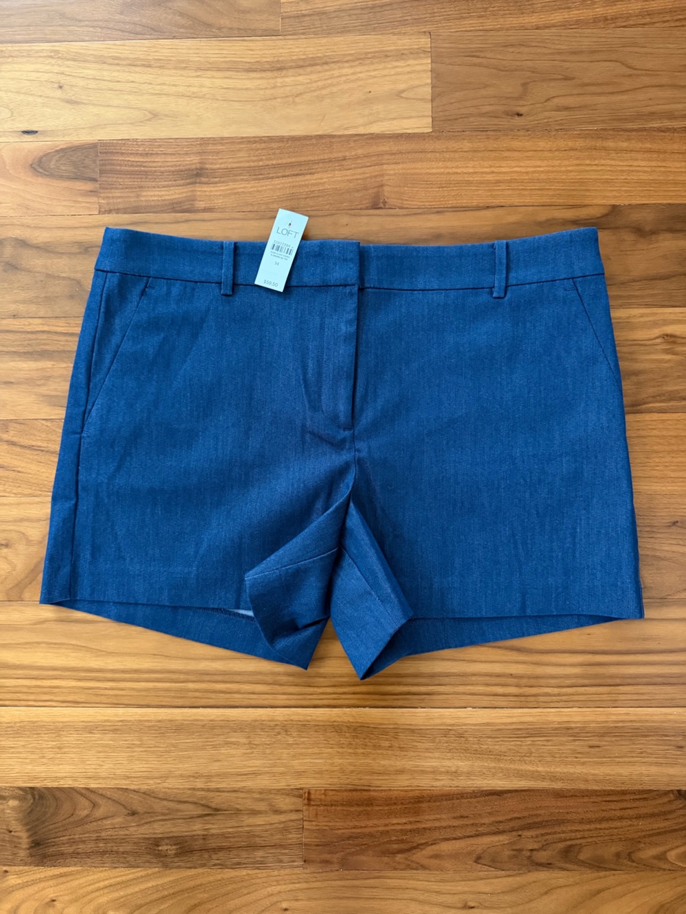 NWT LOFT The Riviera Short Refined Denim Dark Wash Blue Size 14 Chic Tailored